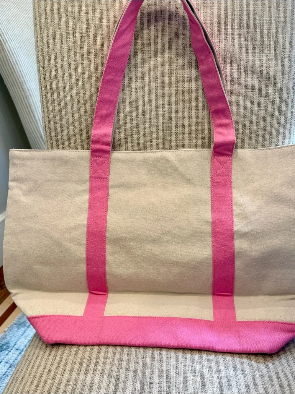 Sea Turtle Embroidered Canvas Tote with Pink Trim